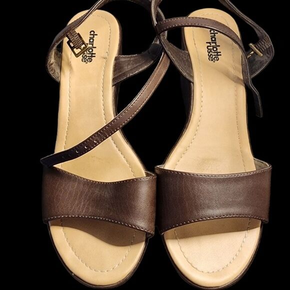 Charlotte Russe Platform Sandals SZ 8  Chunky Leather Y2K Chocolate Boho Western - Picture 1 of 5